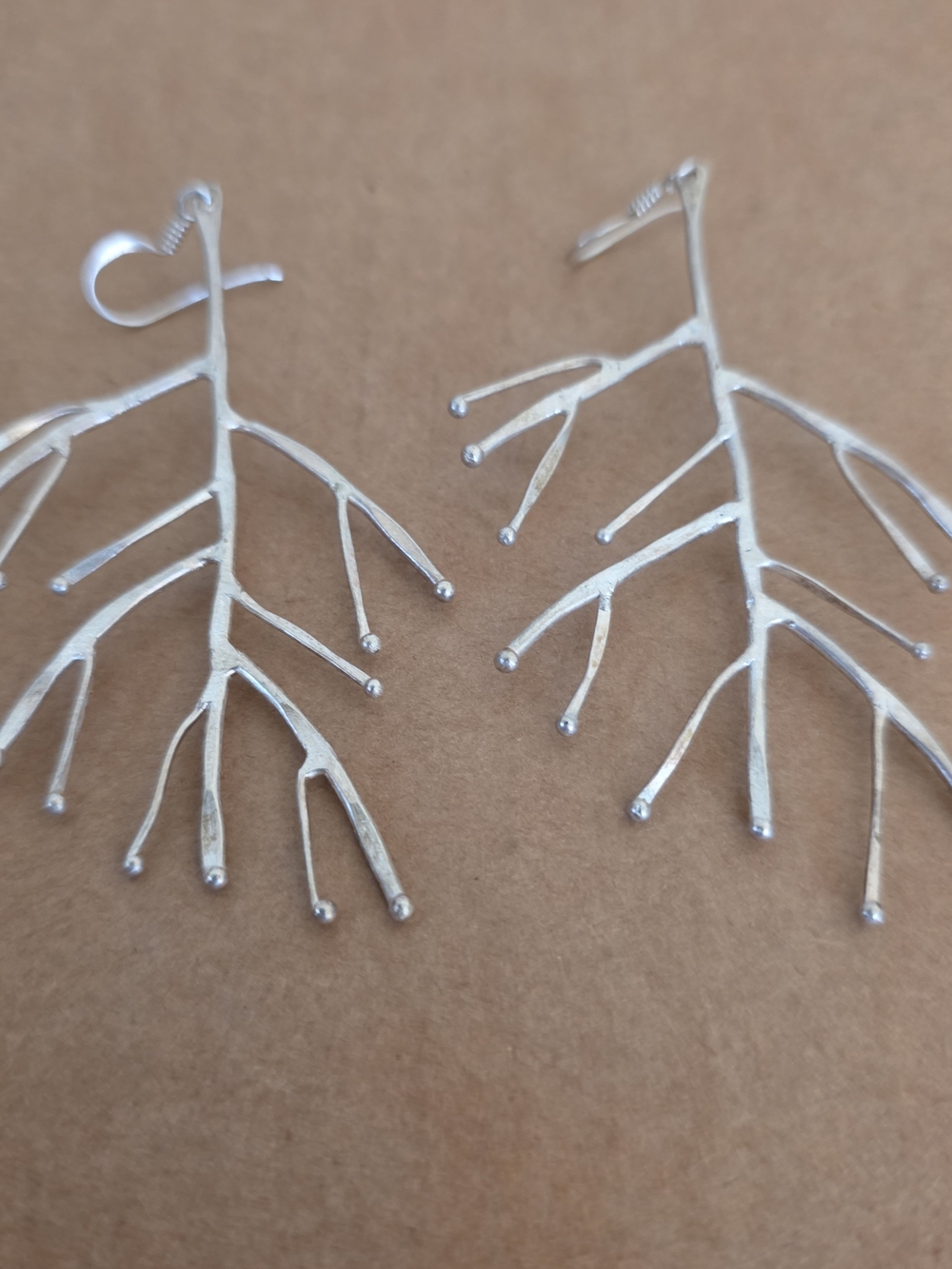 Silver Branch Dangle Earrings - Women Jewelry - Picture 3 of 4